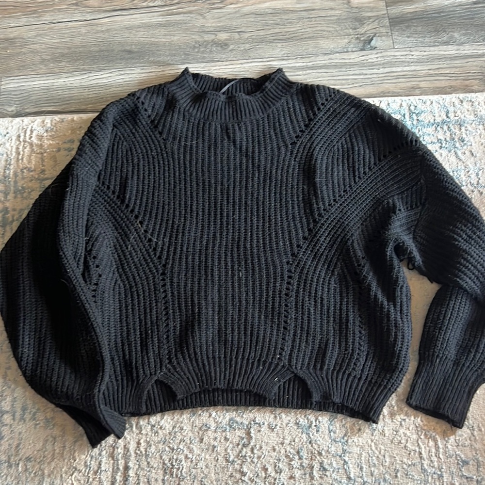 Black, mock-neck sweater